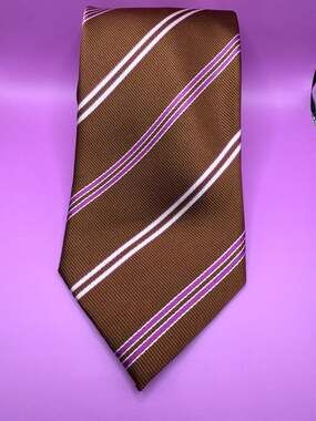 Trophée 1982 Brown Silk Striped Necktie